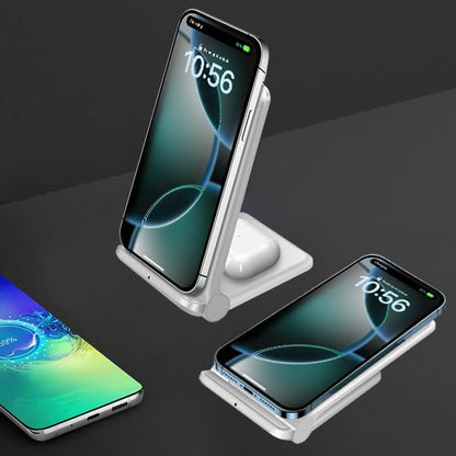 2 in 1 Wireless Charger,Foldable 20W Fast Wireless Charging Stand Compatible with iPhone 16/16 Pro/15/14/13/12/X/AirPods,Dual Phone Induction Charge Station for Samsung,Pixel,Xperia,LG(No Plug) - color: White