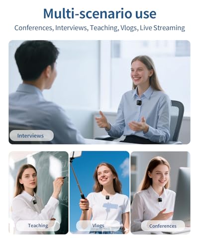 Wireless Lavalier Microphone for iPhone/Android With Charging Case, Intelligent Noise Cancelling,Plug-Play Wireless Lapel Mic for Tiktok, Youtube, Video Recording, Vlog, Live Streaming