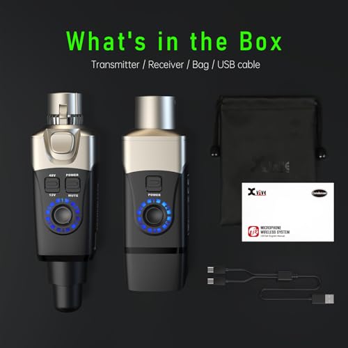 Xvive U3C Microphone Wireless System 2.4GHz XLR Transmitter and Receiver for Condenser Microphone, Audio Mixer, PA System - style: U3C CONDENSER