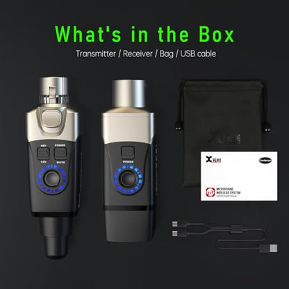 Xvive U3C Microphone Wireless System 2.4GHz XLR Transmitter and Receiver for Condenser Microphone, Audio Mixer, PA System - style: U3C CONDENSER