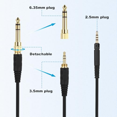 Replacement HD599 Audio Cable, Coiled Headphone Cable with 6.35mm Adapter Compatible with Sennheiser HD598, HD598Cs, HD560s, HD598SE, HD620S, HD400PRO, HD599, HD569, HD579, HD505 Headphones