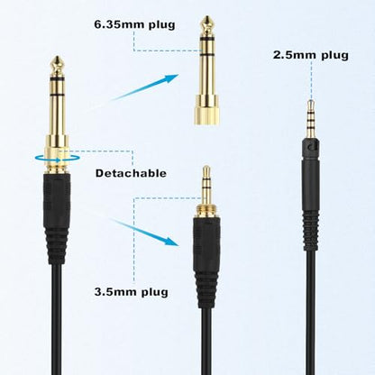 Replacement HD599 Audio Cable, Coiled Headphone Cable with 6.35mm Adapter Compatible with Sennheiser HD598, HD598Cs, HD560s, HD598SE, HD620S, HD400PRO, HD599, HD569, HD579, HD505 Headphones