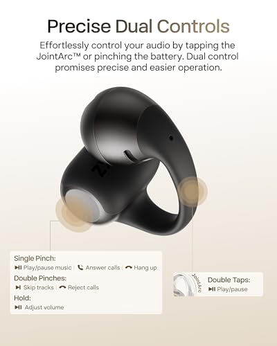 SHOKZ OpenDots 2 Open-Ear Clip-On Earbuds, Black, Dolby Audio, 3 Mics - color: Black