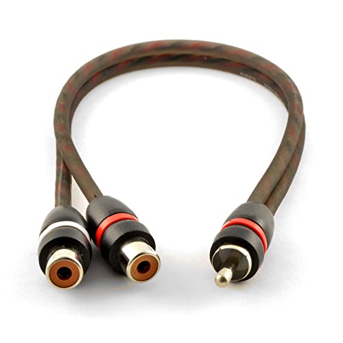 1 Male to 2 Female OFC Twisted Pair RCA Y-Adapter Cable for Car or Home Audio - size: 1M to 2F