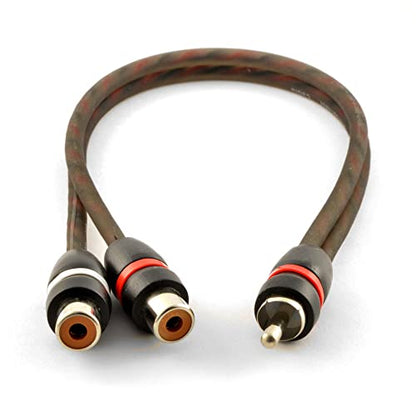 1 Male to 2 Female OFC Twisted Pair RCA Y-Adapter Cable for Car or Home Audio - size: 1M to 2F