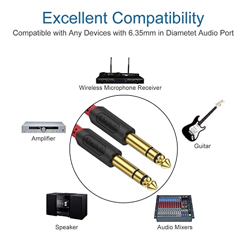 J&D 1/4 inch TRS Cable, Gold Plated Audiowave Series 6.35mm TRS Male to Male Balanced Interconnect Stereo Audio Cable, Quarter inch Guitar Instrument Cord, 3 Feet (Pack of 4) - size: 3 Feet (Pack of 4)