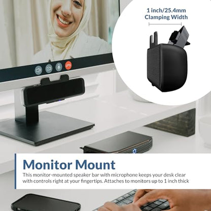Cyber Acoustics USB & Bluetooth Speaker Bar (CA-2890BT) – USB Powered Speaker with Speakerphone for PC and Bluetooth to Simultaneously Connect to Smartphones, Clamps to Monitor, Convenient Controls - style: USB & BT