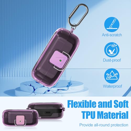 [with Safety Lock] for Sony WF-C510 Case Cover, Clear Soft TPU Protective Earbuds Case with Carabiner & Cleaner Kit Accessories Set(Clear Purple) - color: Clear Purple