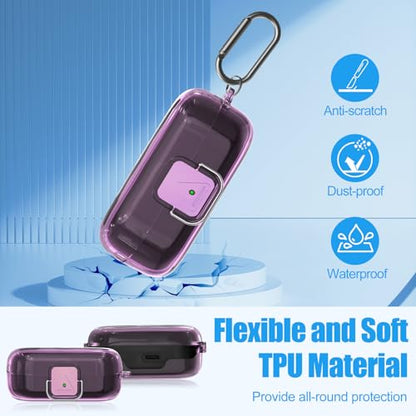 [with Safety Lock] for Sony WF-C510 Case Cover, Clear Soft TPU Protective Earbuds Case with Carabiner & Cleaner Kit Accessories Set(Clear Purple) - color: Clear Purple