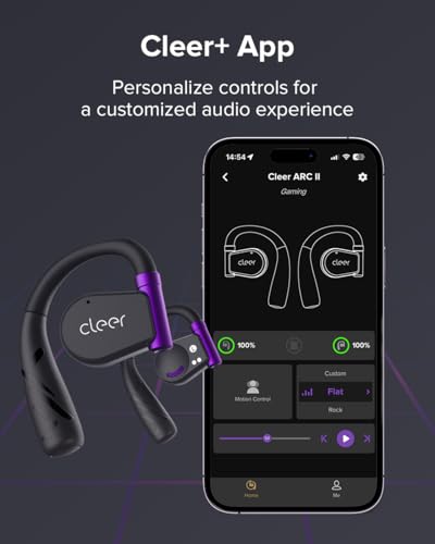 Cleer ARC II Gaming Earbuds - True Wireless Open Ear Headphones, Ultra-Low Latency, Snapdragon Sound, Bluetooth 5.3, USB-C Dongle, 35Hr Battery, Compatible with PS4, PS5, PC, Switch, Black