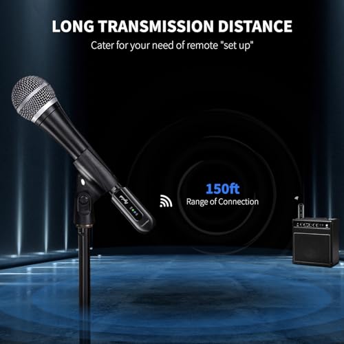 Wireless Microphone Transmitter Receiver 2.4Ghz, Wireless XLR Microphone System, Rechargeable Mic Adapter for Audio Mixer, Dynamic Mic, 48V Phantom Power for Condenser Mic