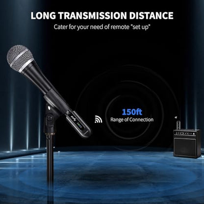Wireless Microphone Transmitter Receiver 2.4Ghz, Wireless XLR Microphone System, Rechargeable Mic Adapter for Audio Mixer, Dynamic Mic, 48V Phantom Power for Condenser Mic
