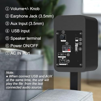 LONPOO Blueooth Computer Speakers for Desktop PC and Laptop, Plug-N-Play, 30W RMS Active Bookshelf Speaker with 3-Inch Full Range Speaker,Support USB Playback,Aux-in and 3.5mm Earphone Port