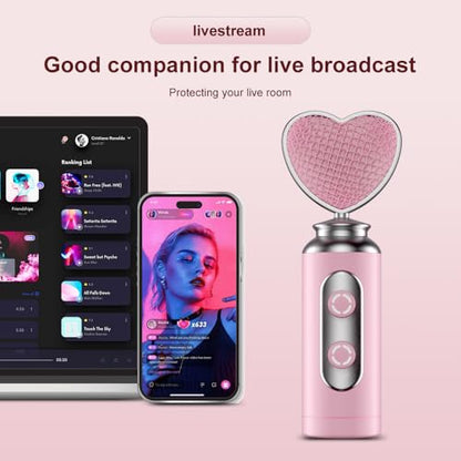HB128 USB Gaming Condenser Mic Pink Heart Design Plug & Play | One-Click Mute Gain Control, for PC/Console/Phone, Twitch/YouTube/TikTok, Streamers Gamers and Video Creators - color: HB128 desktop