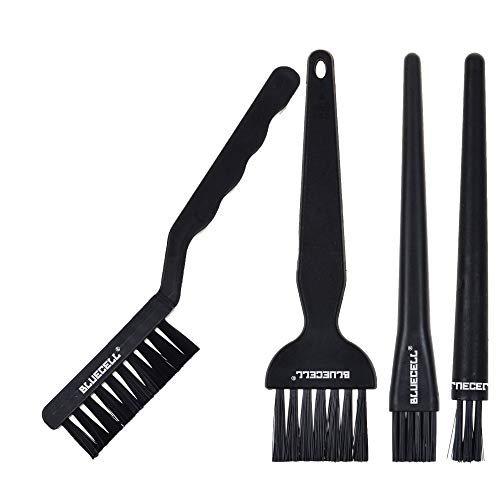 BLUECELL Set of 4 Plastic Handle Nylon Anti-Static Brushes for Cleaning Keyboard Circuit Board