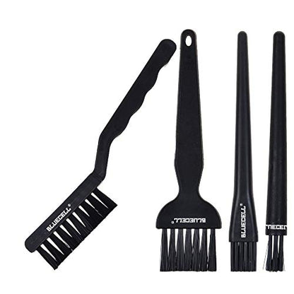 BLUECELL Set of 4 Plastic Handle Nylon Anti-Static Brushes for Cleaning Keyboard Circuit Board