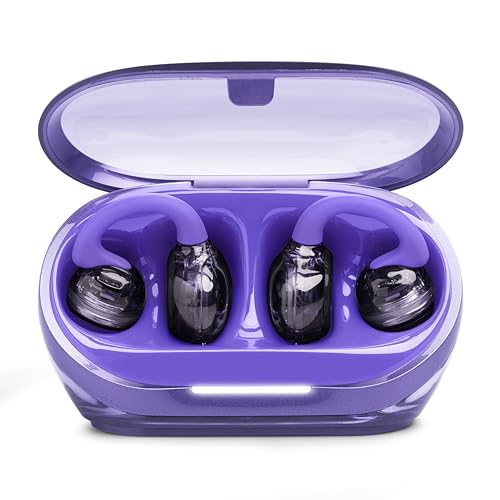 JBL Soundgear Clips Open Ear Headphones for Situational Awareness - Purple | Up to 32 Hours Total Playtime With Speed Charge, Sweat Resistant, Noise-Reducing Mics, App Control For Custom Audio - color: Purple
