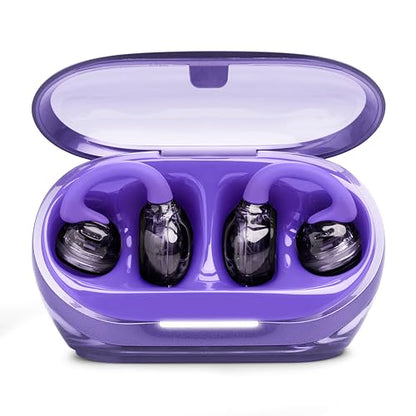 JBL Soundgear Clips Open Ear Headphones for Situational Awareness - Purple | Up to 32 Hours Total Playtime With Speed Charge, Sweat Resistant, Noise-Reducing Mics, App Control For Custom Audio - color: Purple