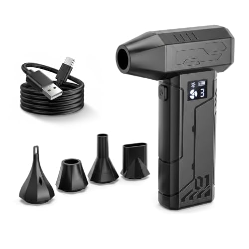 Compressed Air Duster 150000RPM, Super Power Electric Air Duster Cordless - color: Dark Black