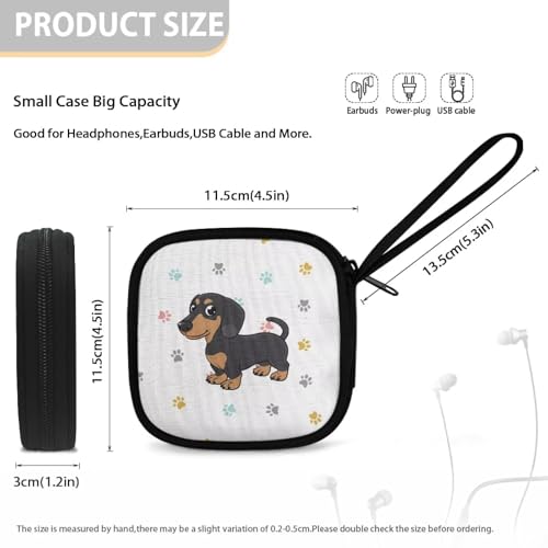 Cute Dachshund Case Earphone Carrying Case Cell Phone Accessories Storage Bag with Handle for Earphone,Flash Drive, Charging Cable, Key Wall Charger - color: Cute Dachshund