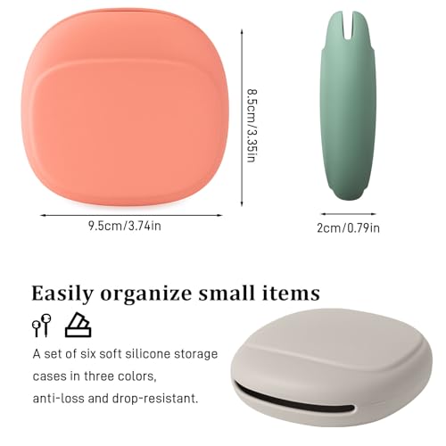 6-Pack Silicone Headphone & Cable Organizer Case – Mini Portable Storage Box for Earphones, Keys & Data Cables (Red, Grey, Green)