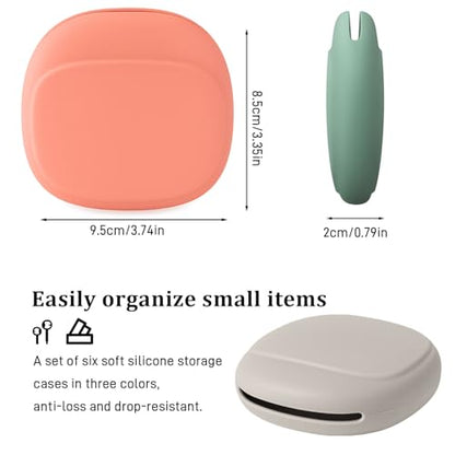 6-Pack Silicone Headphone & Cable Organizer Case – Mini Portable Storage Box for Earphones, Keys & Data Cables (Red, Grey, Green)