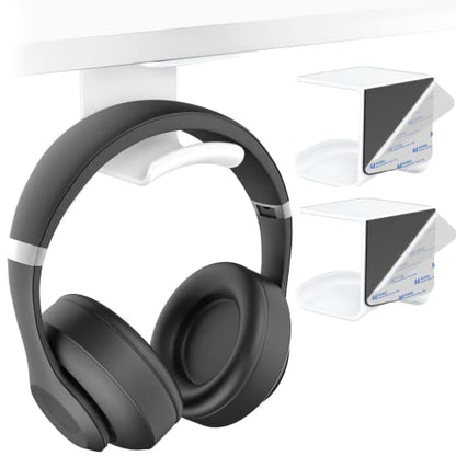 HomeMount Under Desk Headphone Hanger, Adhesive Hook, White 2 Pack - color: White-2P