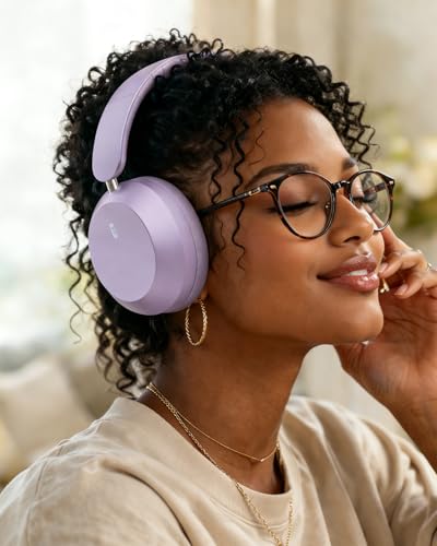 Wentronic Y05 Wireless Bluetooth Headphone, Noise Cancelling, Purple | Wireless Over-Ear Headphones, Hi-Res Audio, 48H Playtime, Built-in Mic, Comfort & Connectivity, Works with iOS, Android & PC - color: Purple