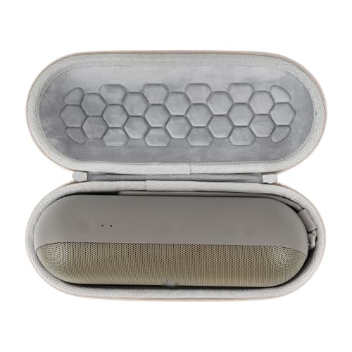 Geekria Shield Speaker Case Compatible with Beats Pill Case Cover, Replacement Hard Shell Portable Speaker Protective Carrying Bag with Keychain Hook (Gold) - color: Gold