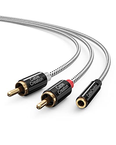 CableCreation 3.5mm to RCA Cable 3FT, 3.5mm to 2RCA Stereo Audio Cable | Female to Male Stereo Aux Cable Gold Plated for TV, Smartphones, MP3, Tablets, Speakers, Home Theater, 1m, Black and White - size: 3FT, style: 3.5mm Female to 2RCA Male