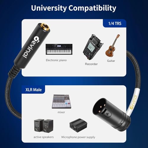 Rotatable Right-Angle XLR to 1/4" Female Cable, Adjustable-Angle Low-Profile XLR Male to 6.35mm TS/TRS Microphone Adapter Connector, 1 FT - color: 635F_XLRM