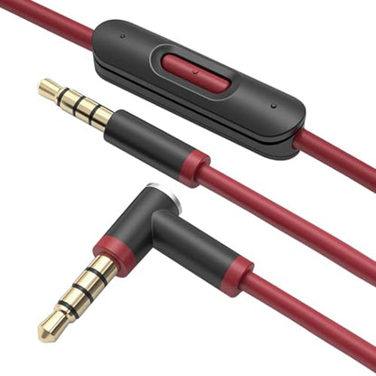 Replacement Audio Cable for Beats Headphones, Beats Cable Compatible with Solo Pro/Studio/Solo, Executive Mixr Pill with in Line& Volume Control (Black/red) - color: black/red