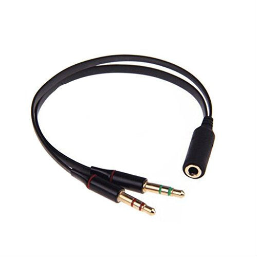 Headphone Splitter [2 Pack] for Computer 3.5mm Female to 2 Dual 3.5mm Male Headphone Mic Audio Y Splitter Cable Smartphone Headset to PC Adapter