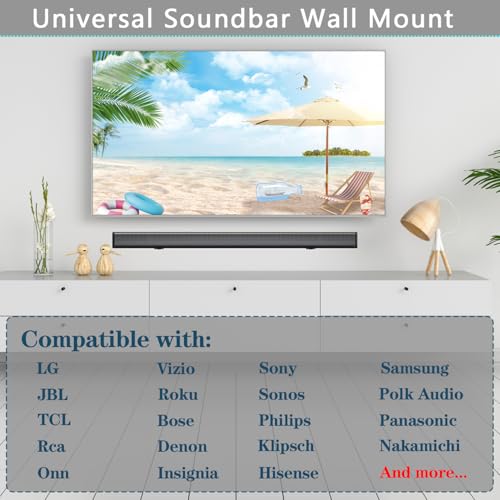 Soundbar Wall Mount Bracket Universal Soundbar Mount Shelf Depth Adjustable for Bose, Samsung, Vizio, LG, Dolby Atmos Soundbars (Black: V01) - color: Black: V01