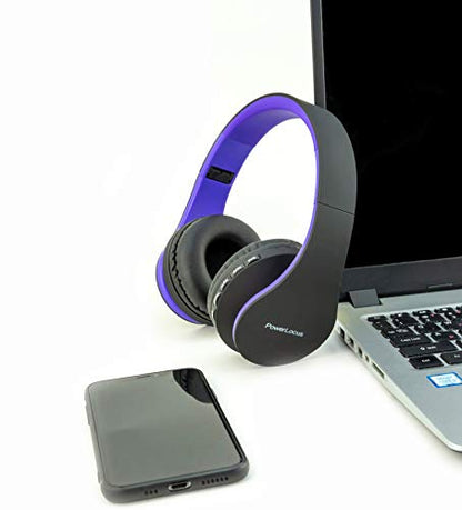 PowerLocus Wireless Bluetooth Over-Ear Stereo Foldable Headphones, Wired Headsets Rechargeable with Built-in Microphone for iPhone, Samsung, LG, iPad (Purple) - color: Purple
