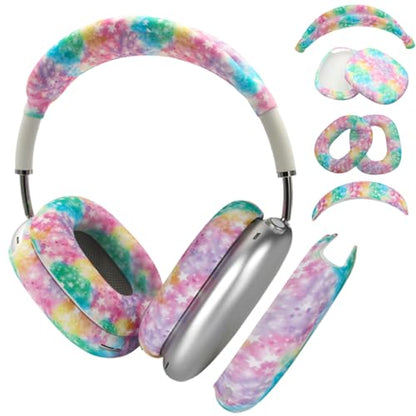 4 in 1 Silicone Case Cover Compatible with Apple Airpods Max 2/1 Headphones(2026/2024/2020), Printed Ear Pad Case Cover Ear Cups Cover and Headband Cover Headband Pad Accessories (Starry Sky Pink) - color: Starry Sky Pink