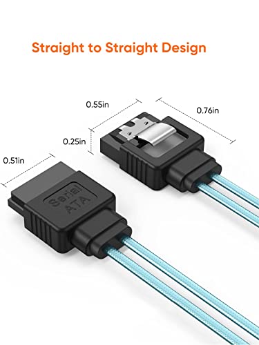 CableCreation SATA III Cable, 5-Pack 8inch SATA III 6.0Gbps 7pin Data Cable | Female Straight to Straight Female with Locking Latch, 0.6FT, Blue - color: Blue, size: 0.6FT