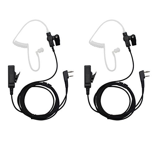 2Pcs 2-Pin Covert Surveillance Acoustic Tube Earpiece MIC is Compatible with Kenwood QUANSHENG TYT BAOFENG UV5R 666s 888S Retevis H-777 2 Way Radio Walkie Talkies