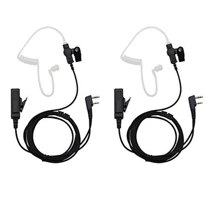 2Pcs 2-Pin Covert Surveillance Acoustic Tube Earpiece MIC is Compatible with Kenwood QUANSHENG TYT BAOFENG UV5R 666s 888S Retevis H-777 2 Way Radio Walkie Talkies
