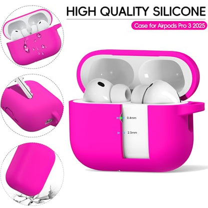 RFUNGUANGO Silicone Protective Case for AirPods Pro 3, Rose Red - color: Pro 3‑SIL‑Rose Red