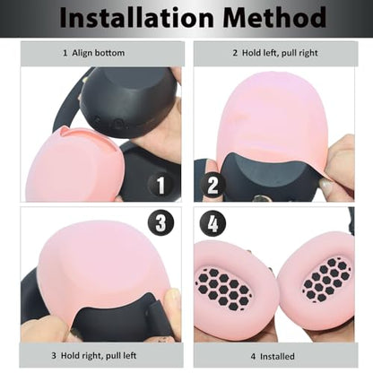 Adhiper XM6 Sweat Covers Accessories for Sony WH-1000XM6 - Pink | Soft Silicone Case, 2-in-1 Headphone Cover with Earpad Covers & Headband Cover, Sweatproof & Easy to Clean & Secure Fit - color: Pink