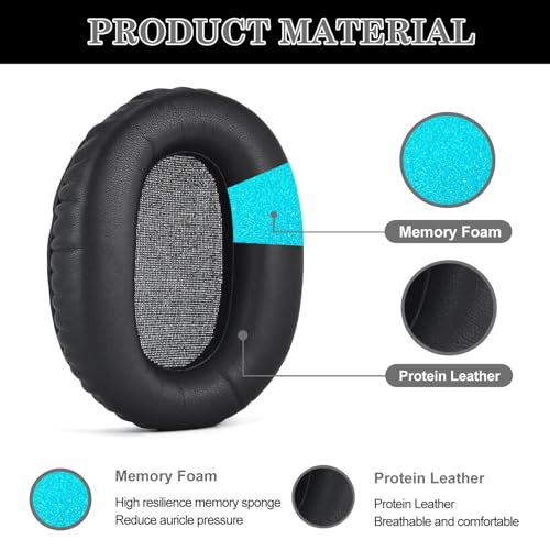 Aiivioll CH710N/WH-CH700N Replacement Ear Pads Protein Leather Suitable for WH-CH720N, WH-CH710N, WH-CH700N, WH-XB900N, WH-RF400, MDR-10R Headphones, Sound Isolating Foam Ear Pads (Black) | Black, Soft Protein Leather Ear Cushions with Memory Foam Compati
