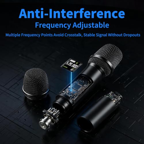 PRORECK UK-4000 UHF 4 Channel Wireless Microphone System with Four Handheld Microphone, 500 Selectable Frequency Range, Perfect for Home Karaoke/smallgatherings (UK-4000)