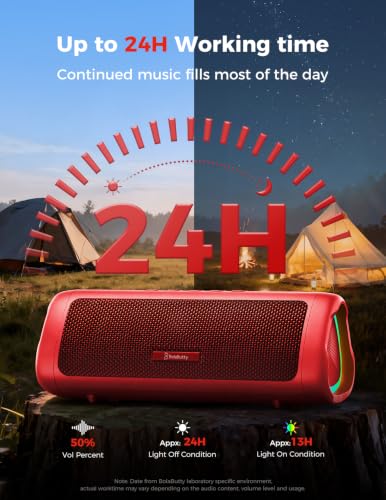 Bluetooth Speaker, 20W HD Sound, Portable Wireless, IPX5 Waterproof, Up to 24H Playtime, TWS Pairing, for Home/Party/Outdoor/Camping/Beach Essentials, Electronic Gadgets, Birthday Gift (Red) - color: Red