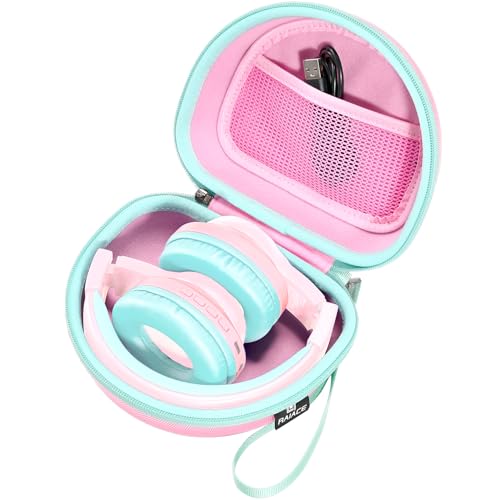 RAIACE Hard Travel Storage Case Compatible with iClever BTH12 / BTH26 / IMYB/JoySpark-T5 / Candy Bila BH03 Headphones, Protective Carrying Bag. (case only) - Pink - color: Pink
