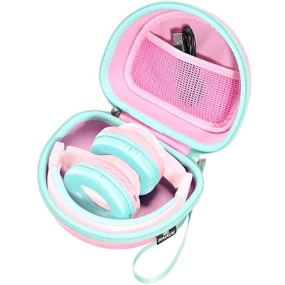 RAIACE Hard Travel Storage Case Compatible with iClever BTH12 / BTH26 / IMYB/JoySpark-T5 / Candy Bila BH03 Headphones, Protective Carrying Bag. (case only) - Pink - color: Pink