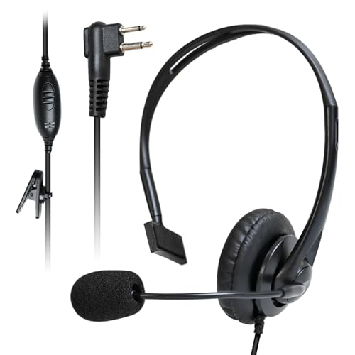 Over Ear Radio Earpiece Single-Sided Small Earmuff Headset Headphone with Microphone for Motorola 2-pronged Walkie Talkie R2 CP100D CP185 CP200D CP200 CLS1410 CLS1110 BPR40 BPR40D RDU4100 RMU2040