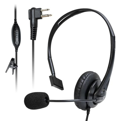 Over Ear Radio Earpiece Single-Sided Small Earmuff Headset Headphone with Microphone for Motorola 2-pronged Walkie Talkie R2 CP100D CP185 CP200D CP200 CLS1410 CLS1110 BPR40 BPR40D RDU4100 RMU2040