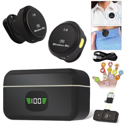 Gift Wireless Personal Lavalier Microphone with【Cultural Stickers】for Lightning iPhone 17/16/15/Android Noise Cancellation Omnidirectional Microphone for Video Recording Vlog Interviews Podcasts