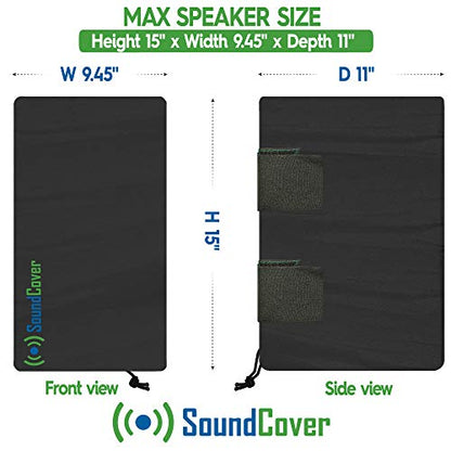 Large Outdoor Speaker Covers for C-Bracket Mounted Speakers Premium 210T Polyester with Silver UV Protective Coating Water-Resistant, Open-Back Design with Drainage Eyelets Set of 2 - size: LARGE: H 15" x W 9.45" x D 11"